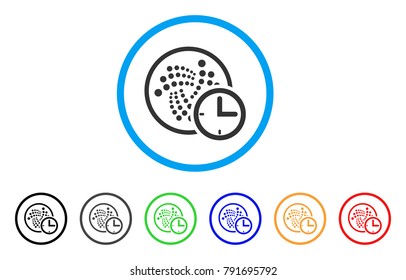 Iota Credit Clock rounded icon. Style is a flat grey symbol inside light blue circle with additional color variants. Iota Credit Clock vector designed for web and software interfaces.