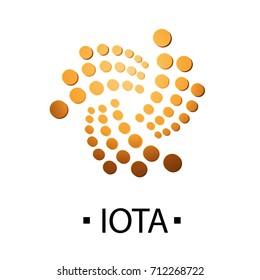Iota cryptocurrency golden icon. Vector illustration isolated on white background.
