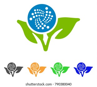 Iota Eco Startup icon. Vector illustration style is a flat iconic iota eco startup symbol with gray, yellow, green, blue color versions. Designed for web and software interfaces.