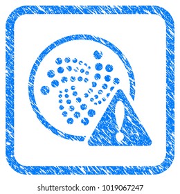 Iota Error rubber seal stamp watermark. Icon vector symbol with grunge design and corrosion texture inside rounded square. Scratched blue sign on a white background.