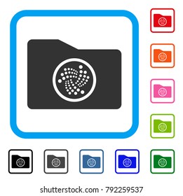 Iota Folder icon. Flat grey pictogram symbol in a blue rounded frame. Black, grey, green, blue, red, orange color variants of iota folder vector. Designed for web and software interfaces.