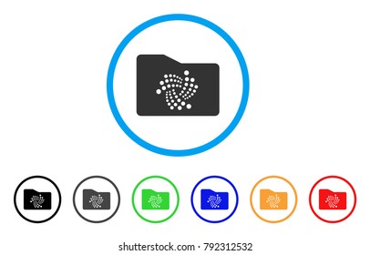 Iota Folder rounded icon. Style is a flat gray symbol inside light blue circle with additional color versions. Iota Folder vector designed for web and software interfaces.