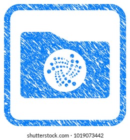 Iota Folder rubber seal stamp watermark. Icon vector symbol with grunge design and dirty texture in rounded frame. Scratched blue sign on a white background.