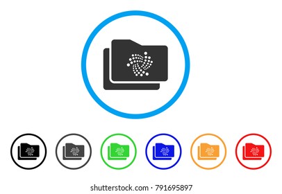 Iota Folders rounded icon. Style is a flat grey symbol inside light blue circle with additional colored versions. Iota Folders vector designed for web and software interfaces.