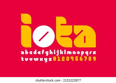 Iota font, alphabet letters and numbers vector illustration