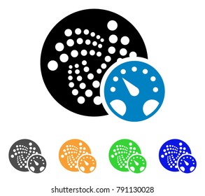 Iota Gauge icon. Vector illustration style is a flat iconic iota gauge symbol with gray, yellow, green, blue color versions. Designed for web and software interfaces.