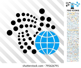 Iota Global icon with 700 bonus bitcoin mining and blockchain pictograms. Vector illustration style is flat iconic symbols design for crypto currency software.