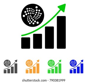 Iota Grow Up Chart icon. Vector illustration style is a flat iconic iota grow up chart symbol with gray, yellow, green, blue color variants. Designed for web and software interfaces.