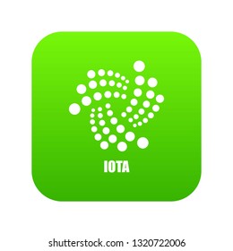 Iota icon green vector isolated on white background
