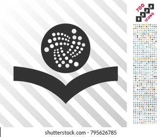 Iota Knowledge icon with 700 bonus bitcoin mining and blockchain design elements. Vector illustration style is flat iconic symbols design for crypto-currency software.