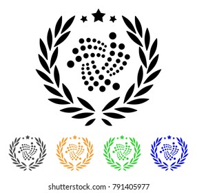 Iota Laurel Wreath icon. Vector illustration style is a flat iconic iota laurel wreath black symbol with grey, yellow, green, blue color variants. Designed for web and software interfaces.