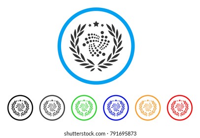 Iota Laurel Wreath rounded icon. Style is a flat grey symbol inside light blue circle with bonus colored variants. Iota Laurel Wreath vector designed for web and software interfaces.