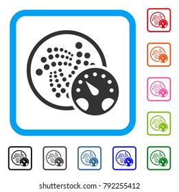 Iota Meter icon. Flat grey pictogram symbol in a blue rounded frame. Black, gray, green, blue, red, pink color versions of iota meter vector. Designed for web and application UI.