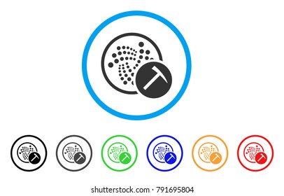 Iota Mining Hammer rounded icon. Style is a flat grey symbol inside light blue circle with additional colored versions. Iota Mining Hammer vector designed for web and software interfaces.