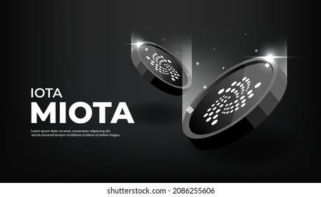 Banner de la moneda de la IOTA (MIOTA). Fondo del banner del concepto de criptografía de moneda de MIOTA.