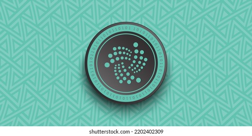 Iota (MIOTA) crypto coin token vector illustration. Virtual currency symbol banner and background