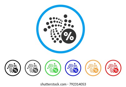 Iota Percent rounded icon. Style is a flat grey symbol inside light blue circle with additional colored versions. Iota Percent vector designed for web and software interfaces.