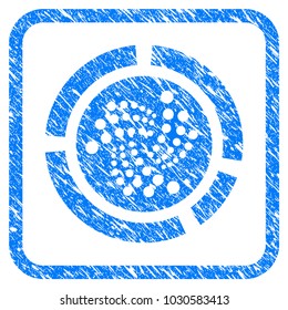 Iota Pie Diagram rubber seal stamp imitation. Icon vector symbol with grunge design and dust texture in rounded frame. Scratched blue sticker on a white background.