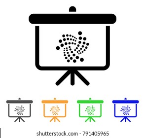 Iota Presentation Board icon. Vector illustration style is a flat iconic iota presentation board black symbol with grey, yellow, green, blue color variants. Designed for web and software interfaces.