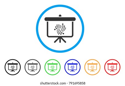 Iota Presentation Board rounded icon. Style is a flat gray symbol inside light blue circle with bonus colored versions. Iota Presentation Board vector designed for web and software interfaces.