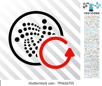 Iota Refund pictograph with 700 bonus bitcoin mining and blockchain design elements. Vector illustration style is flat iconic symbols design for blockchain apps.