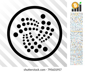 Iota Rounded icon with 700 bonus bitcoin mining and blockchain symbols. Vector illustration style is flat iconic symbols design for blockchain websites.