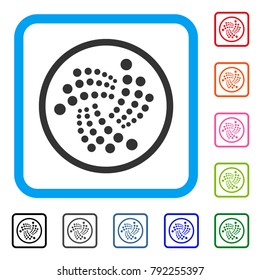 Iota Rounded icon. Flat grey iconic symbol inside a blue rounded rectangle. Black, grey, green, blue, red, orange color additional versions of iota rounded vector. Designed for web and software UI.