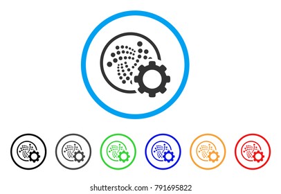 Iota Setup Gear rounded icon. Style is a flat gray symbol inside light blue circle with bonus color versions. Iota Setup Gear vector designed for web and software interfaces.