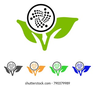 Iota Startup Sprout icon. Vector illustration style is a flat iconic iota startup sprout symbol with gray, yellow, green, blue color versions. Designed for web and software interfaces.
