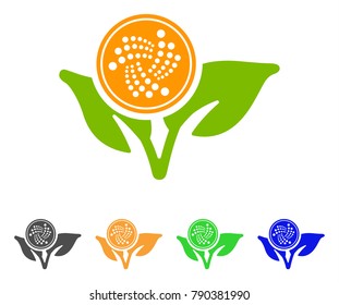 Iota Startup Sprout icon. Vector illustration style is a flat iconic iota startup sprout symbol with gray, yellow, green, blue color versions. Designed for web and software interfaces.