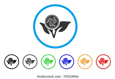 Iota Startup Sprout rounded icon. Style is a flat grey symbol inside light blue circle with bonus color versions. Iota Startup Sprout vector designed for web and software interfaces.