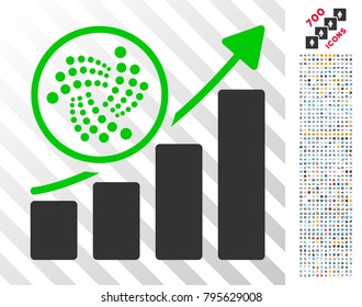 Iota Trend Up Chart icon with 700 bonus bitcoin mining and blockchain pictographs. Vector illustration style is flat iconic symbols design for crypto-currency websites.