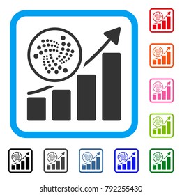 Iota Trend Up Chart icon. Flat grey pictogram symbol inside a blue rounded rectangle. Black, gray, green, blue, red, pink color versions of iota trend up chart vector.