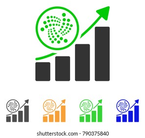 Iota Trend Up Chart icon. Vector illustration style is a flat iconic iota trend up chart symbol with gray, yellow, green, blue color variants. Designed for web and software interfaces.