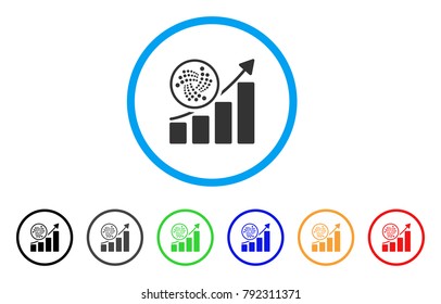 Iota Trend Up Chart rounded icon. Style is a flat grey symbol inside light blue circle with bonus color variants. Iota Trend Up Chart vector designed for web and software interfaces.
