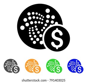 Iota Usd Price icon. Vector illustration style is a flat iconic iota usd price black symbol with gray, yellow, green, blue color variants. Designed for web and software interfaces.