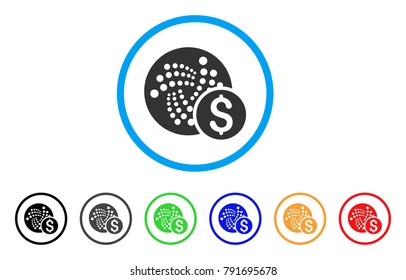 Iota Usd Price rounded icon. Style is a flat grey symbol inside light blue circle with additional color versions. Iota Usd Price vector designed for web and software interfaces.