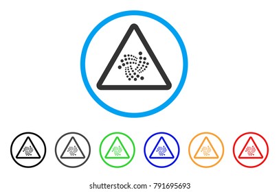Iota Warning rounded icon. Style is a flat grey symbol inside light blue circle with bonus colored versions. Iota Warning vector designed for web and software interfaces.