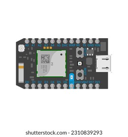 IoT-Based Microcontroller Circuit Board Vector Illustration: Visualizing the Integration of IoT (Internet of Things) Capabilities in a Microcontroller Circuit Board Design