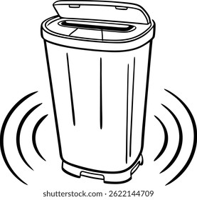 Icono de gestión de papelera inteligente basado en IoT. Vector de papelera