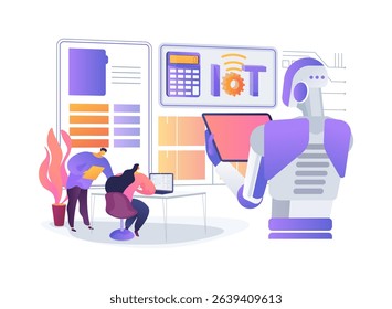 IoT-Enabled Office Supply Management abstract concept vector illustration. Smart systems track office supply levels and automate replenishment. abstract metaphor.