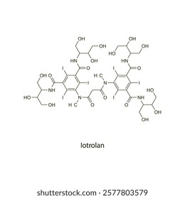 Iotrolan flat skeletal molecular structure Contrast media treatment. Vector illustration scientific diagram.