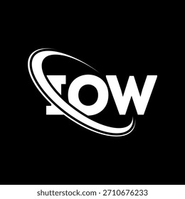 Logotipo de la OIA. Carta de la OIA. Diseño de logotipo de carta IOW. Logotipo de IOW con el círculo y el logotipo del monograma en mayúsculas. Tipografía IOW para tecnología, negocio y marca inmobiliaria.