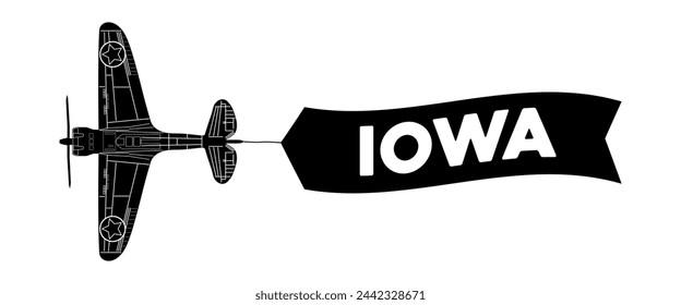 Iowa advertisement banner is attached to the plane