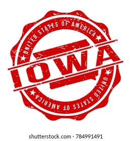 Iowa America Original Stamp Design Vector Art Tourism Souvenir Round.