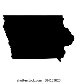 Iowa black map on white background vector