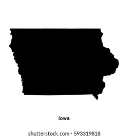 Iowa black map,border with name of state