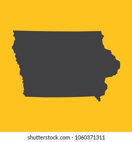 Iowa black map,border on orange background. Vector illustration.