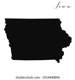 Iowa black silhouette vector map. Editable high quality illustration of the American state of Iowa simple map