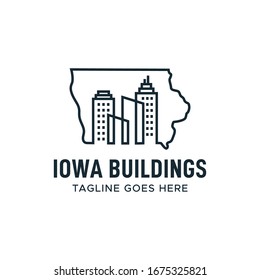 Idea de diseño del logotipo de construcción de edificios Iowa